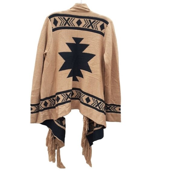Cals Open Front Poncho Cardigan Desert Southwest Long Fringe - Gift Idea - Picture 2 of 7